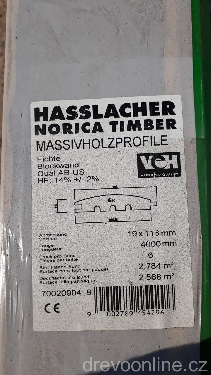 Srubová palubka - profil "D" - tloušťka 19mm, délka 5m (cena za m2); AB