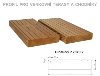 Prkno terasové a bazénové LunaDeck2 26 x 117 x 3000 mm - THERMOWOOD