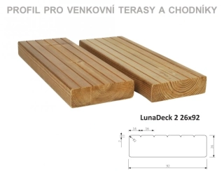 Prkno terasové a bazénové LunaDeck2 26 x 92 x 3000 mm - THERMOWOOD